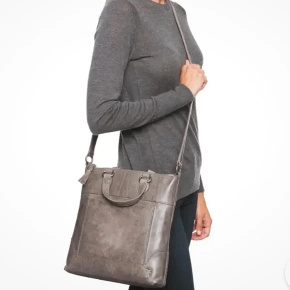 Frye Brown Leather Tote Bag - Classic Crossbody Carry - Picture 11 of 12